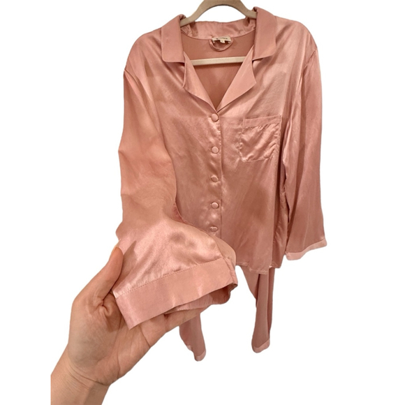 Lilysilk Women's Pink 22 Momme Mulberry Silk Pajamas Set Full Length - XL - Picture 3 of 17